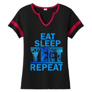 Eat Sleep Yeet Repeat Vintage Yeet Apparel Saying Ladies Halftime Notch Neck Tee