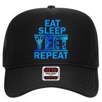 Eat Sleep Yeet Repeat Vintage Yeet Apparel Saying High Crown Mesh Back Trucker Hat