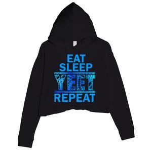 Eat Sleep Yeet Repeat Vintage Yeet Apparel Saying Crop Fleece Hoodie