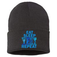 Eat Sleep Yeet Repeat Vintage Yeet Apparel Saying Sustainable Knit Beanie