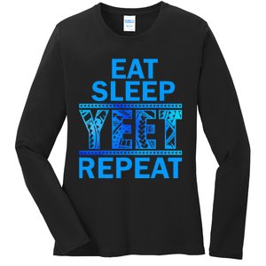 Eat Sleep Yeet Repeat Vintage Yeet Apparel Saying Ladies Long Sleeve Shirt