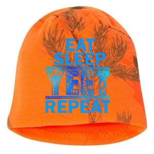 Eat Sleep Yeet Repeat Vintage Yeet Apparel Saying Kati - Camo Knit Beanie