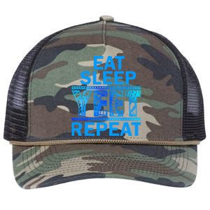 Eat Sleep Yeet Repeat Vintage Yeet Apparel Saying Retro Rope Trucker Hat Cap