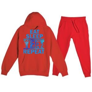 Eat Sleep Yeet Repeat Vintage Yeet Apparel Saying Premium Hooded Sweatsuit Set