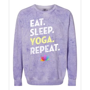 Eat Sleep Yoga Repeagreat Gift Funny Yoga Cute Gift Colorblast Crewneck Sweatshirt