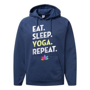 Eat Sleep Yoga Repeagreat Gift Funny Yoga Cute Gift Performance Fleece Hoodie