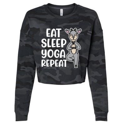 Eat Sleep Yoga Repeat Goat Yoga Fitness Cute Funny Meaningful Gift Cropped Pullover Crew