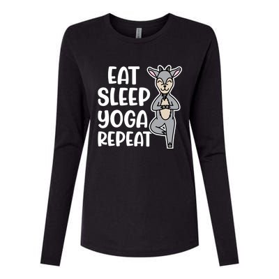 Eat Sleep Yoga Repeat Goat Yoga Fitness Cute Funny Meaningful Gift Womens Cotton Relaxed Long Sleeve T-Shirt