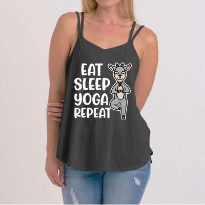 Eat Sleep Yoga Repeat Goat Yoga Fitness Cute Funny Meaningful Gift Women's Strappy Tank