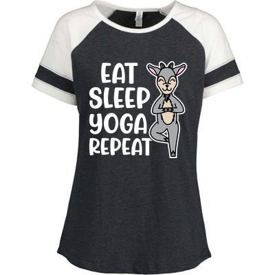 Eat Sleep Yoga Repeat Goat Yoga Fitness Cute Funny Meaningful Gift Enza Ladies Jersey Colorblock Tee