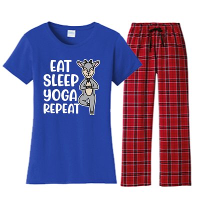 Eat Sleep Yoga Repeat Goat Yoga Fitness Cute Funny Meaningful Gift Women's Flannel Pajama Set