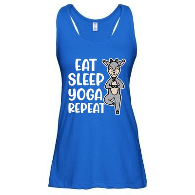 Eat Sleep Yoga Repeat Goat Yoga Fitness Cute Funny Meaningful Gift Ladies Essential Flowy Tank