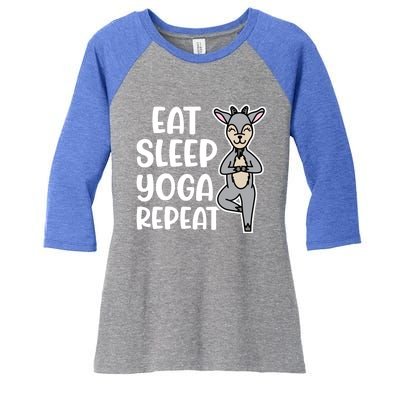 Eat Sleep Yoga Repeat Goat Yoga Fitness Cute Funny Meaningful Gift Women's Tri-Blend 3/4-Sleeve Raglan Shirt