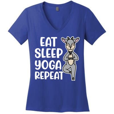 Eat Sleep Yoga Repeat Goat Yoga Fitness Cute Funny Meaningful Gift Women's V-Neck T-Shirt