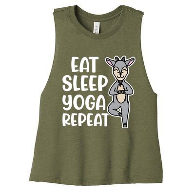 Eat Sleep Yoga Repeat Goat Yoga Fitness Cute Funny Meaningful Gift Women's Racerback Cropped Tank