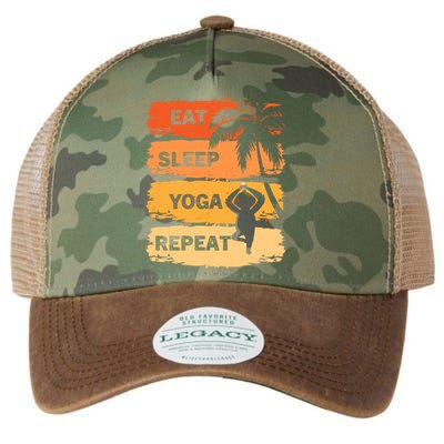 Eat Sleep Yoga Repeat Vintage Retro Yoga Sloth Summer Gift Legacy Tie Dye Trucker Hat