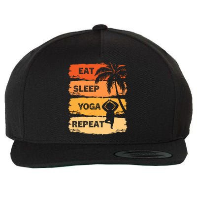 Eat Sleep Yoga Repeat Vintage Retro Yoga Sloth Summer Gift Wool Snapback Cap