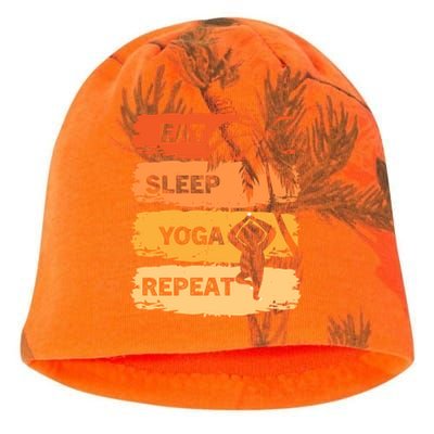 Eat Sleep Yoga Repeat Vintage Retro Yoga Sloth Summer Gift Kati - Camo Knit Beanie