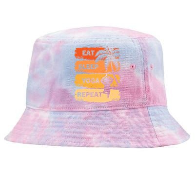 Eat Sleep Yoga Repeat Vintage Retro Yoga Sloth Summer Gift Tie-Dyed Bucket Hat