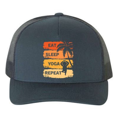 Eat Sleep Yoga Repeat Vintage Retro Yoga Sloth Summer Gift Yupoong Adult 5-Panel Trucker Hat