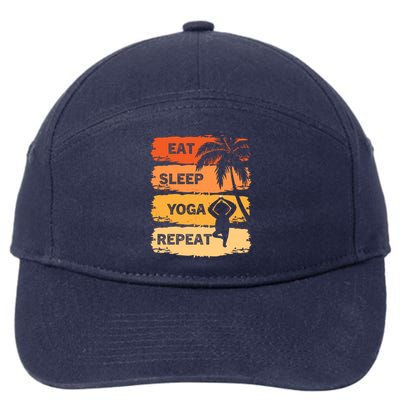 Eat Sleep Yoga Repeat Vintage Retro Yoga Sloth Summer Gift 7-Panel Snapback Hat