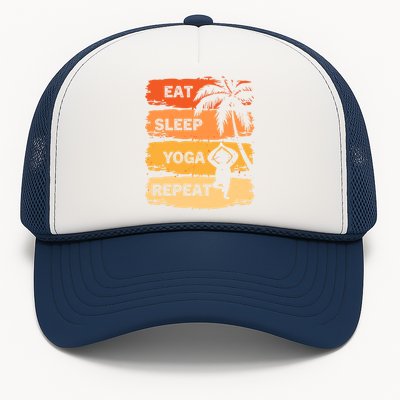 Eat Sleep Yoga Repeat Vintage Retro Yoga Sloth Summer Gift Trucker Hat