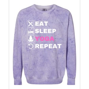 Eat Sleep Yoga Repeat Exercise Gym Funny Yoga Funny Workout Gift Colorblast Crewneck Sweatshirt