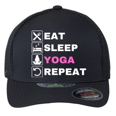 Eat Sleep Yoga Repeat Exercise Gym Funny Yoga Funny Workout Gift Flexfit Unipanel Trucker Cap