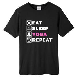 Eat Sleep Yoga Repeat Exercise Gym Funny Yoga Funny Workout Gift Tall Fusion ChromaSoft Performance T-Shirt