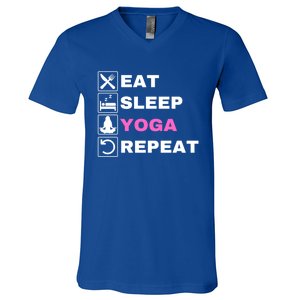 Eat Sleep Yoga Repeat Exercise Gym Funny Yoga Funny Workout Gift V-Neck T-Shirt