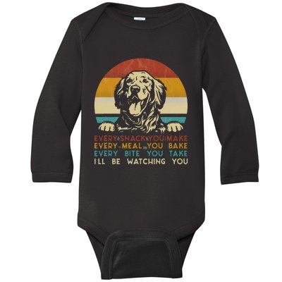 Every Snack You Make Golden Retriever Dog Breed Retro Baby Long Sleeve Bodysuit