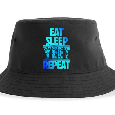 Eat Sleep Yeet Repeat Vintage Jey Yeet Sustainable Bucket Hat