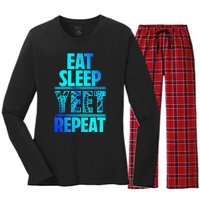 Eat Sleep Yeet Repeat Vintage Jey Yeet Women's Long Sleeve Flannel Pajama Set 