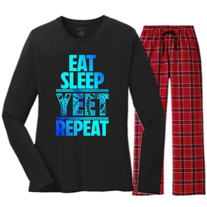 Eat Sleep Yeet Repeat Vintage Jey Yeet Women's Long Sleeve Flannel Pajama Set 