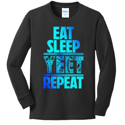 Eat Sleep Yeet Repeat Vintage Jey Yeet Kids Long Sleeve Shirt