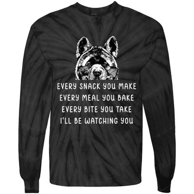 Every Snack You Make Every Meal You Bake Akita Inu Tie-Dye Long Sleeve Shirt