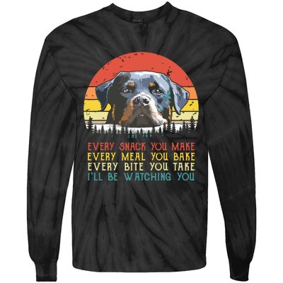 Every Snack You Make Dog Shirts Rottie Mom Cute Rottweiler Tie-Dye Long Sleeve Shirt