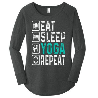 Eat Sleep Yoga Repeat Funny Yoga Lovers Costume Yoga Women's Perfect Tri Tunic Long Sleeve Shirt