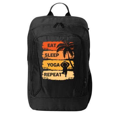 Eat Sleep Yoga Repeat Vintage Retro Yoga Sloth Summer Cute Gift City Backpack