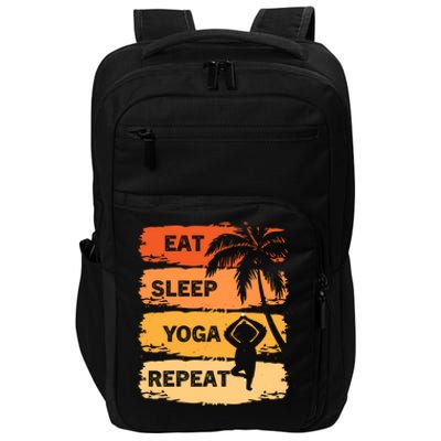 Eat Sleep Yoga Repeat Vintage Retro Yoga Sloth Summer Cute Gift Impact Tech Backpack