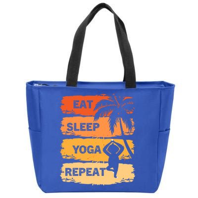 Eat Sleep Yoga Repeat Vintage Retro Yoga Sloth Summer Cute Gift Zip Tote Bag