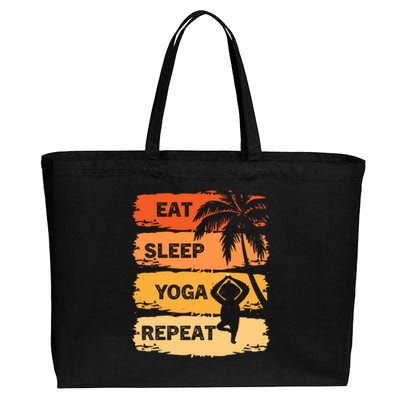 Eat Sleep Yoga Repeat Vintage Retro Yoga Sloth Summer Cute Gift Cotton Canvas Jumbo Tote