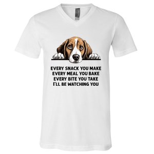 Every Snack You Make Every Meal You Bake Funny Beagle V-Neck T-Shirt