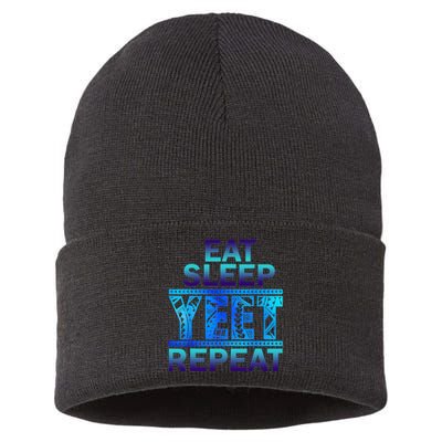 Eat Sleep Yeet Repeat Vintage Sustainable Knit Beanie