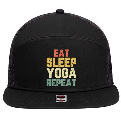 Eat Sleep Yoga Repeat Teacher Spiritual Vintage Gift 7 Panel Mesh Trucker Snapback Hat