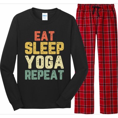 Eat Sleep Yoga Repeat Teacher Spiritual Vintage Gift Long Sleeve Pajama Set