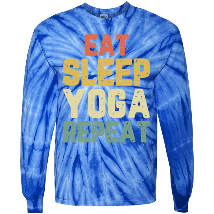 Eat Sleep Yoga Repeat Teacher Spiritual Vintage Gift Tie-Dye Long Sleeve Shirt