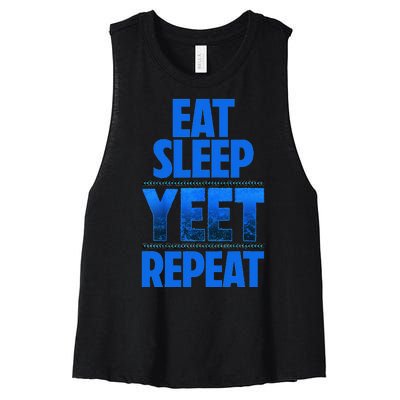 Eat Sleep Yeet Repeat Vintage J.E.Y U.S.O Yeet Apparel Saying Women's Racerback Cropped Tank