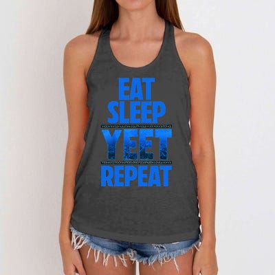 Eat Sleep Yeet Repeat Vintage J.E.Y U.S.O Yeet Apparel Saying Women's Knotted Racerback Tank