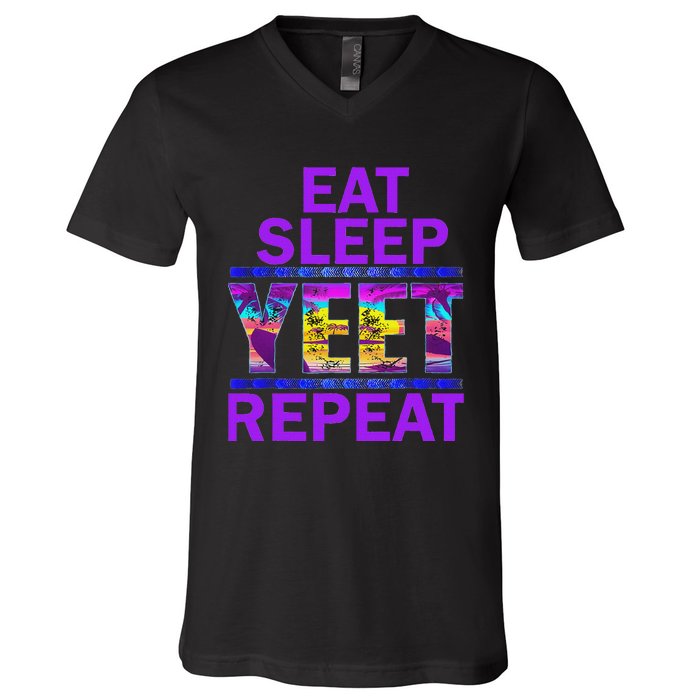 Eat Sleep Yeet Repeat Vintage Yeet Apparel Saying V-Neck T-Shirt